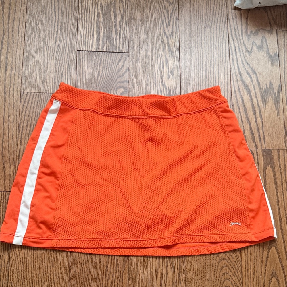 Slazenger Orange Athletic Skirt with White Stripes